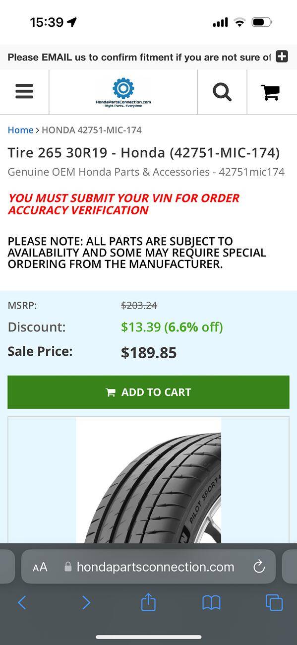 Acura Integra OEM tires dealer priced extremely low. IMG_3202