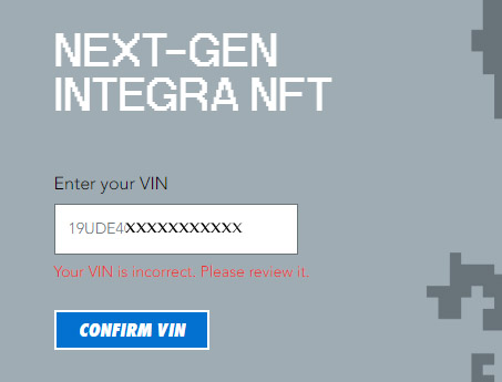 Acura Integra NFT/Not For Takeout: Do you lose it if you change your mind? NFT convert error