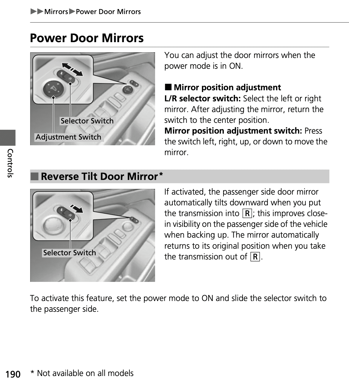 Reverse Tilt Door Mirrors(*1)