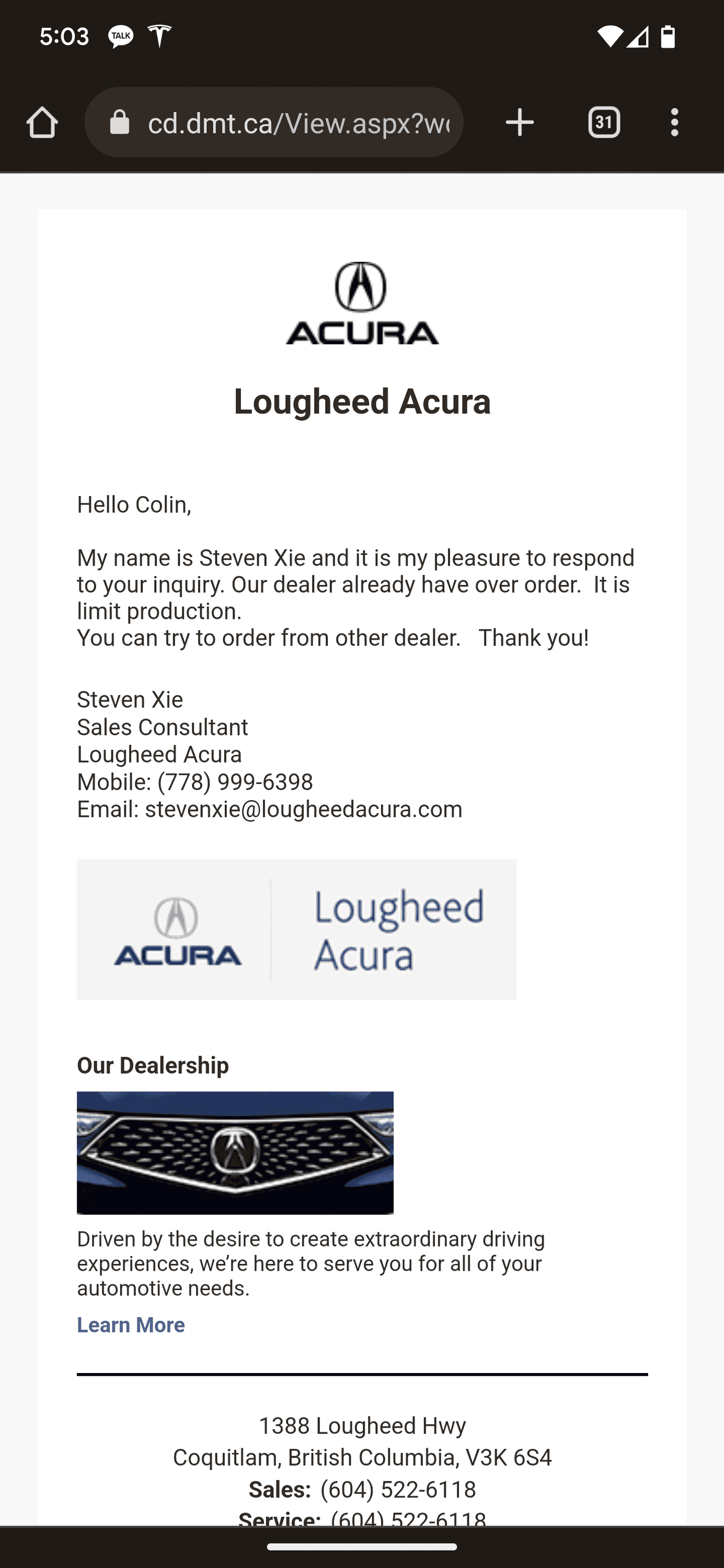 Acura Integra Canada ordering Screenshot_20230501-170336