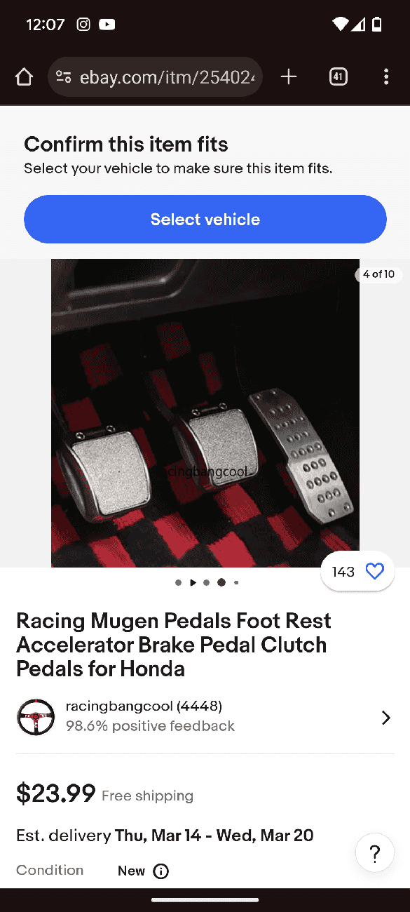 Acura Integra Mugen pedals ? Or others Screenshot_20240228-120718